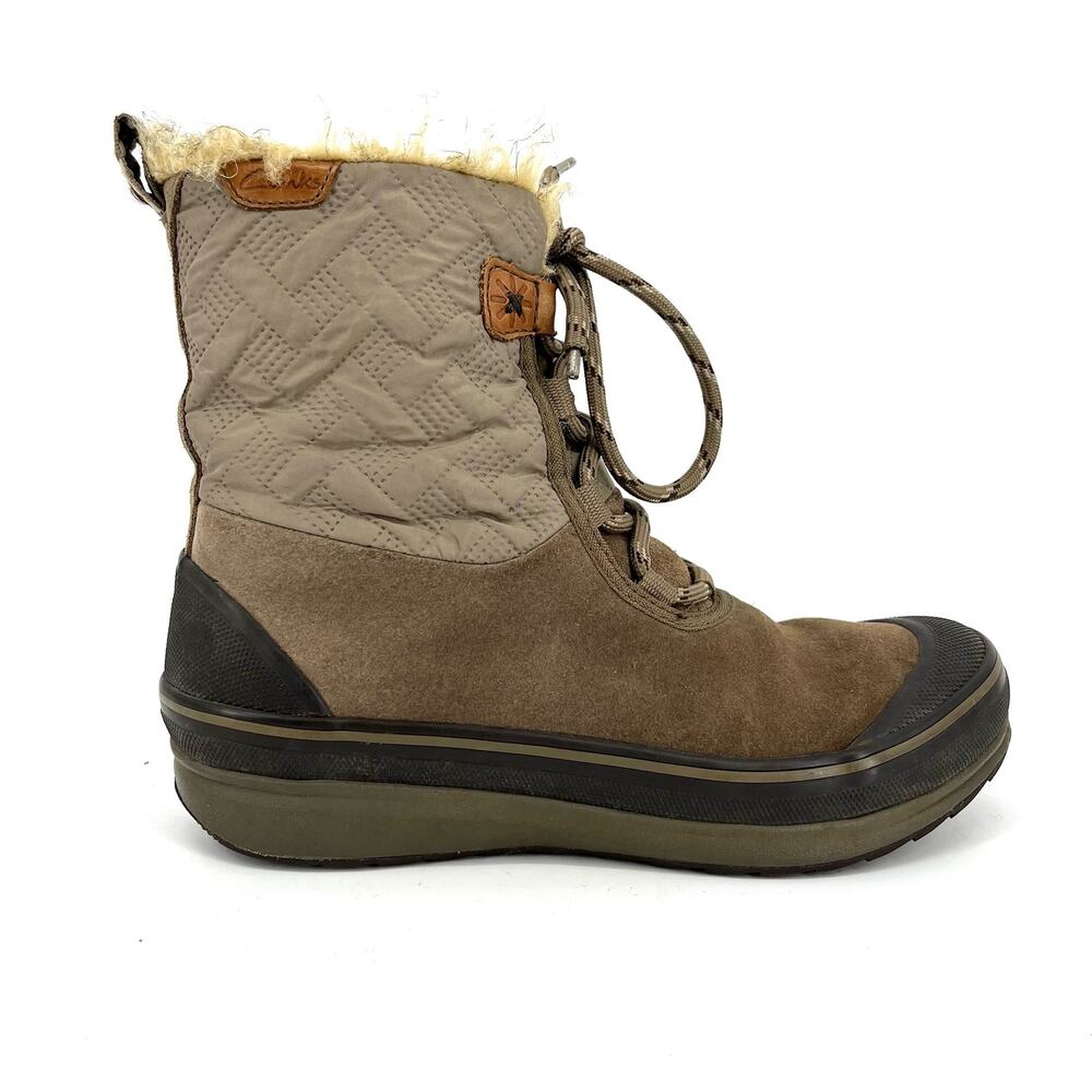Clarks Muckers Mist Taupe Fake Fur Suede‎ Winter Ankle Boots (7.5)